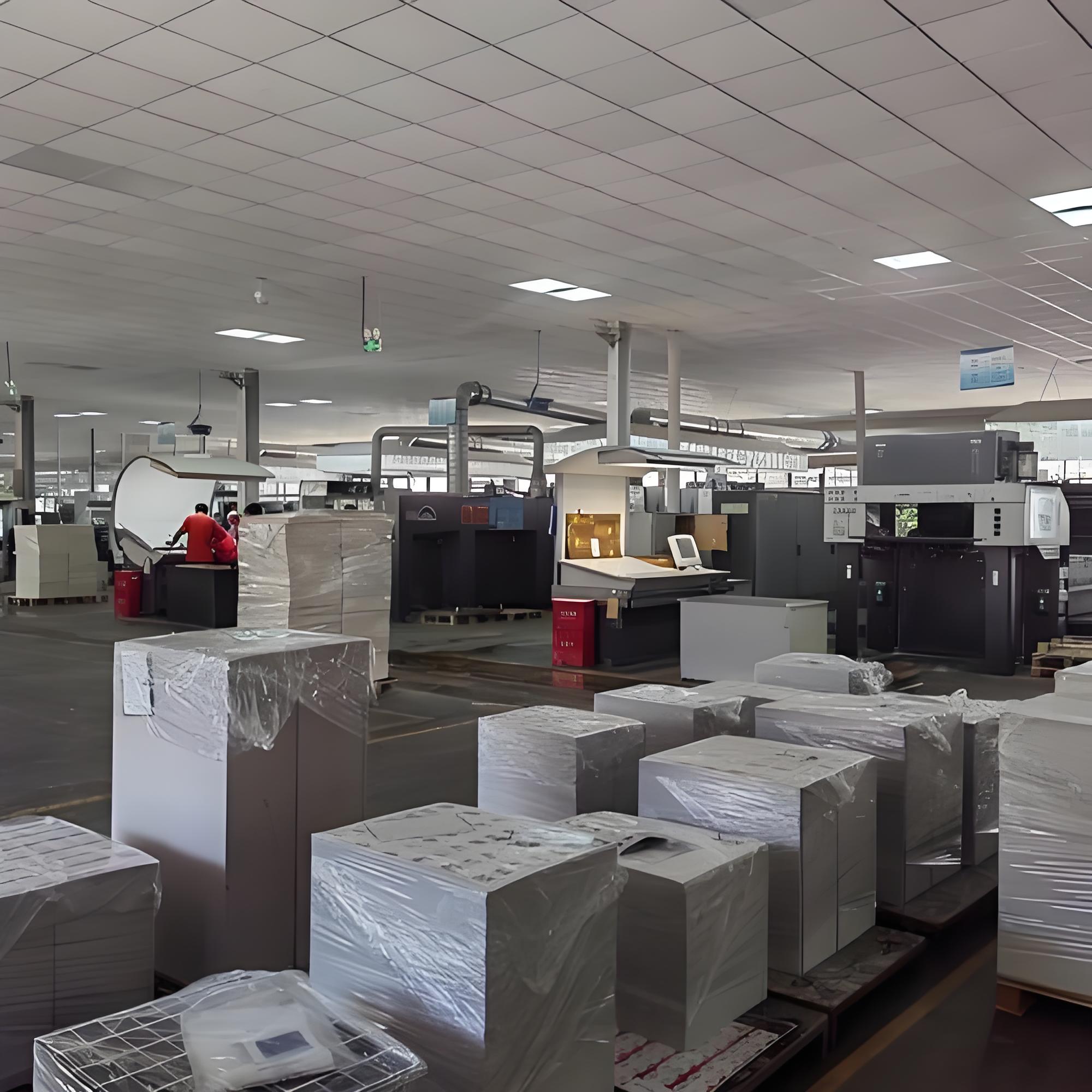 Modern printing workshop with multiple production lines